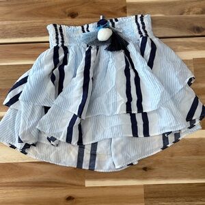 Surf Gypsy Girls Blue & White Striped Swim Cover Up Skirt Size S